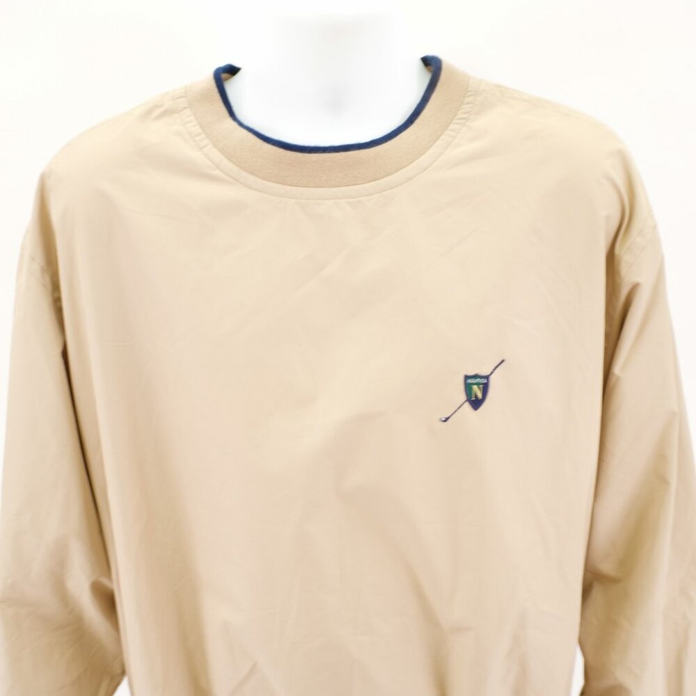 Nautica 2XL Tan Crew Neck Pullover Windbreaker Jacket Fitted Waist Mesh‎ Lined